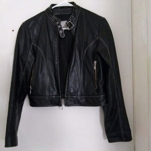 Wilson's Leather Cropped Moto Jacket Black Sz M
